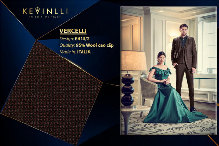 E414/2 Vercelli CV - Vải Suit 95% Wool - Đen Trơn